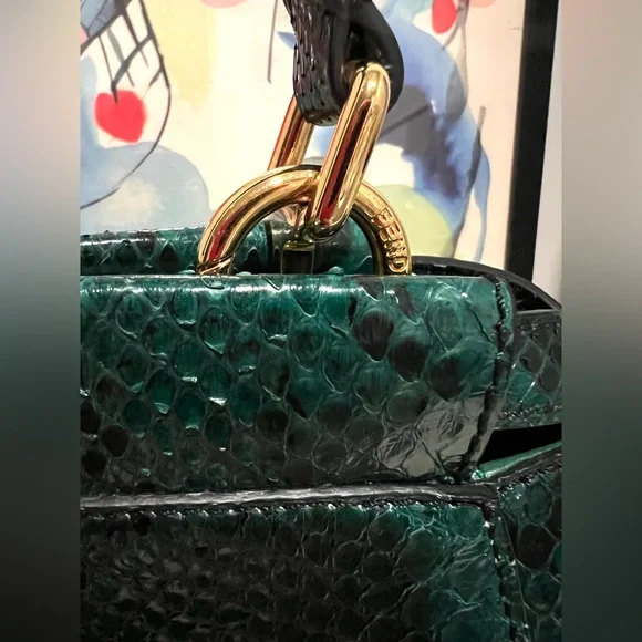 FENDI Peekaboo Mini Green python bag - Picture 5 of 16